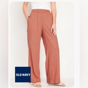 High waisted linen blend wide-leg pants XS Petite